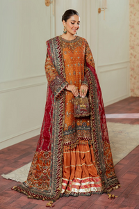 Rust Orange & Deep Maroon: Embroidered Chiffon Suit -  Ready To Wear