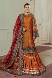 Rust Orange & Deep Maroon: Embroidered Chiffon Suit -  Ready To Wear