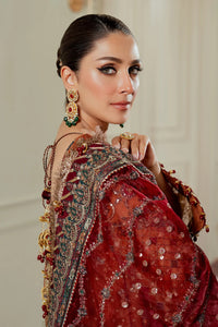 Rust Orange & Deep Maroon: Embroidered Chiffon Suit -  Ready To Wear