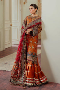 Rust Orange & Deep Maroon: Embroidered Chiffon Suit -  Ready To Wear