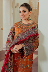 Rust Orange & Deep Maroon: Embroidered Chiffon Suit -  Ready To Wear