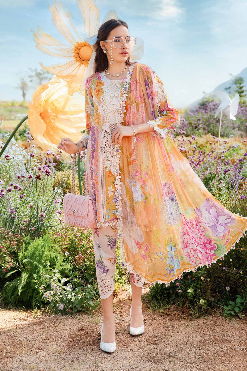 03-Piece Printed Lawn Suit With Chiffon Dupatta | Ready To Wear