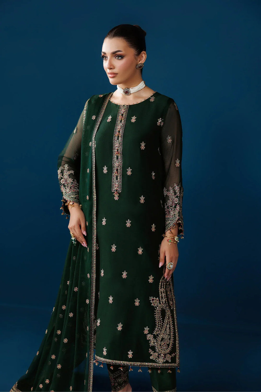 03-Piece Chiffon Suit With Silk Dupatta | Ready To Wear