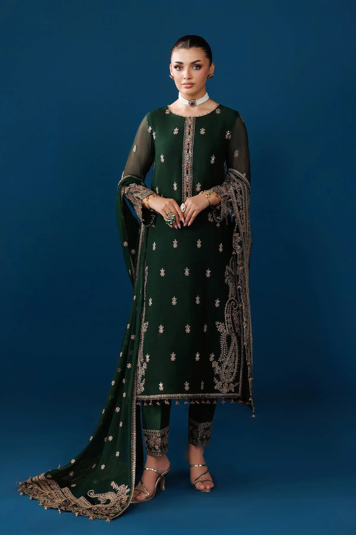 03-Piece Chiffon Suit With Silk Dupatta | Ready To Wear