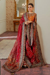 Rust Orange & Deep Maroon: Embroidered Chiffon Suit -  Ready To Wear