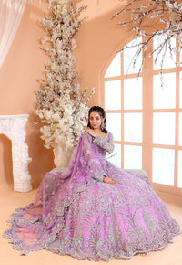 Pastel Lilac & Sparkling Silver: Embroidered Net Bridal Lenge Choli - Ready To Wear