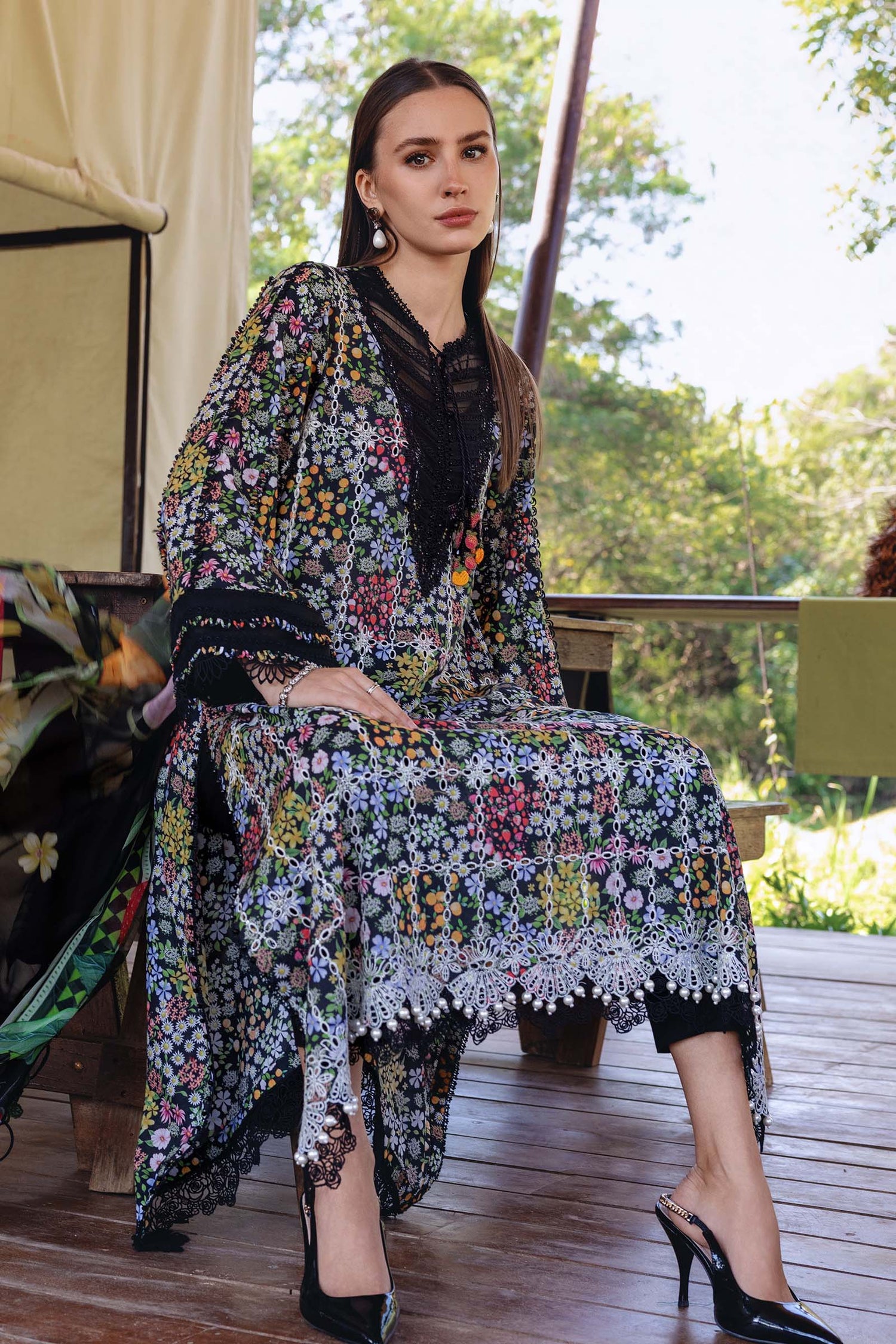 03-Piece Printed Lawn Suit With Embroidery - Ready To Wear