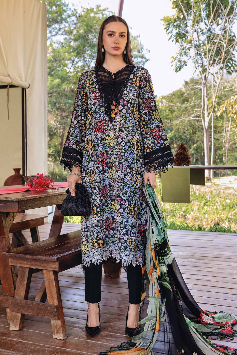 03-Piece Printed Lawn Suit With Embroidery - Ready To Wear