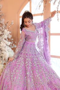 Pastel Lilac & Sparkling Silver: Embroidered Net Bridal Lenge Choli - Ready To Wear