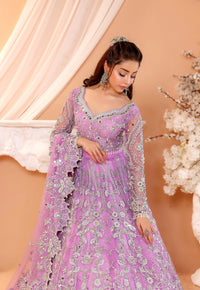 Pastel Lilac & Sparkling Silver: Embroidered Net Bridal Lenge Choli - Ready To Wear