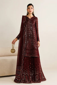 Plum Mirror Luminary: Heavy Embroidered Chiffon Suit - Ready To Wear
