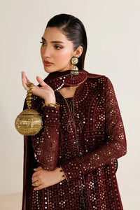 Plum Mirror Luminary: Heavy Embroidered Chiffon Suit - Ready To Wear
