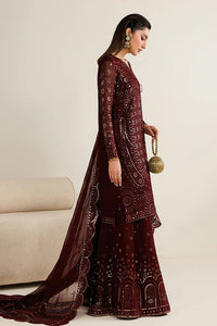 Plum Mirror Luminary: Heavy Embroidered Chiffon Suit - Ready To Wear