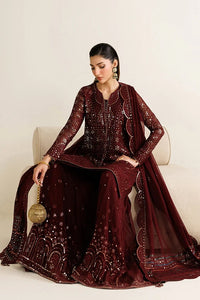 Plum Mirror Luminary: Heavy Embroidered Chiffon Suit - Ready To Wear