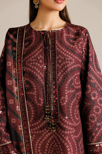 Burgundy Chunri - 03 Peace  Lawn Suit With Chiffon Dupatta - Ready To Wear