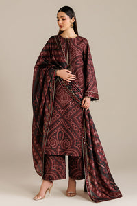 Burgundy Chunri - 03 Peace  Lawn Suit With Chiffon Dupatta - Ready To Wear
