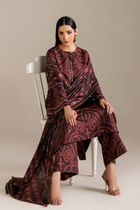 Burgundy Chunri - 03 Peace  Lawn Suit With Chiffon Dupatta - Ready To Wear