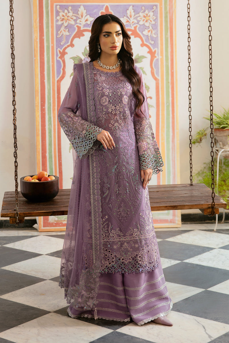 Ramsha Mauve Luxury Heavy Embroidered Ciffion 03 Piece Suit- Ready To Wear