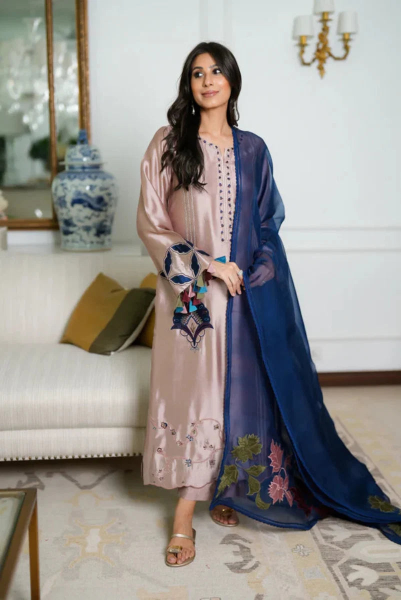 03-Piece Silk Suit With Embroidery | Ready To Wear