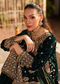 Haseens Velvet hand Embellished & Embroidered 3 Piece Suit - Ready To Wear