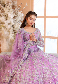Pastel Lilac & Sparkling Silver: Embroidered Net Bridal Lenge Choli - Ready To Wear
