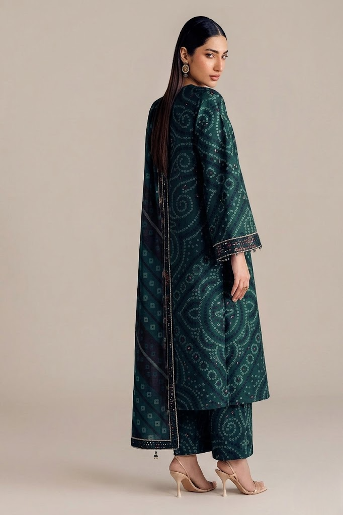 03-Piece Chunri Printed Lawn Suit With Chiffon Dupatta | Ready To Wear