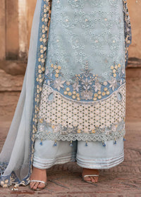 Powder Blue & Ivory Accent: Embroidered Chiffon Suit -  Ready To Wear