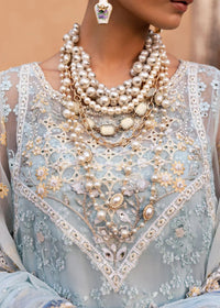 Powder Blue & Ivory Accent: Embroidered Chiffon Suit -  Ready To Wear
