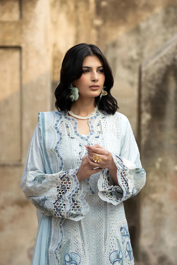 03-Piece Embroidered Lawn Suit With Cotton Net Dupatta - Ready To Wear