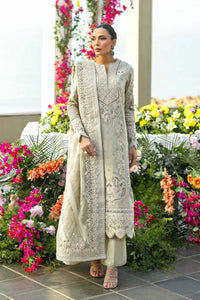 Light Sage 03-Piece Cotton Suit With Organza Dupatta -  Ready To Wear