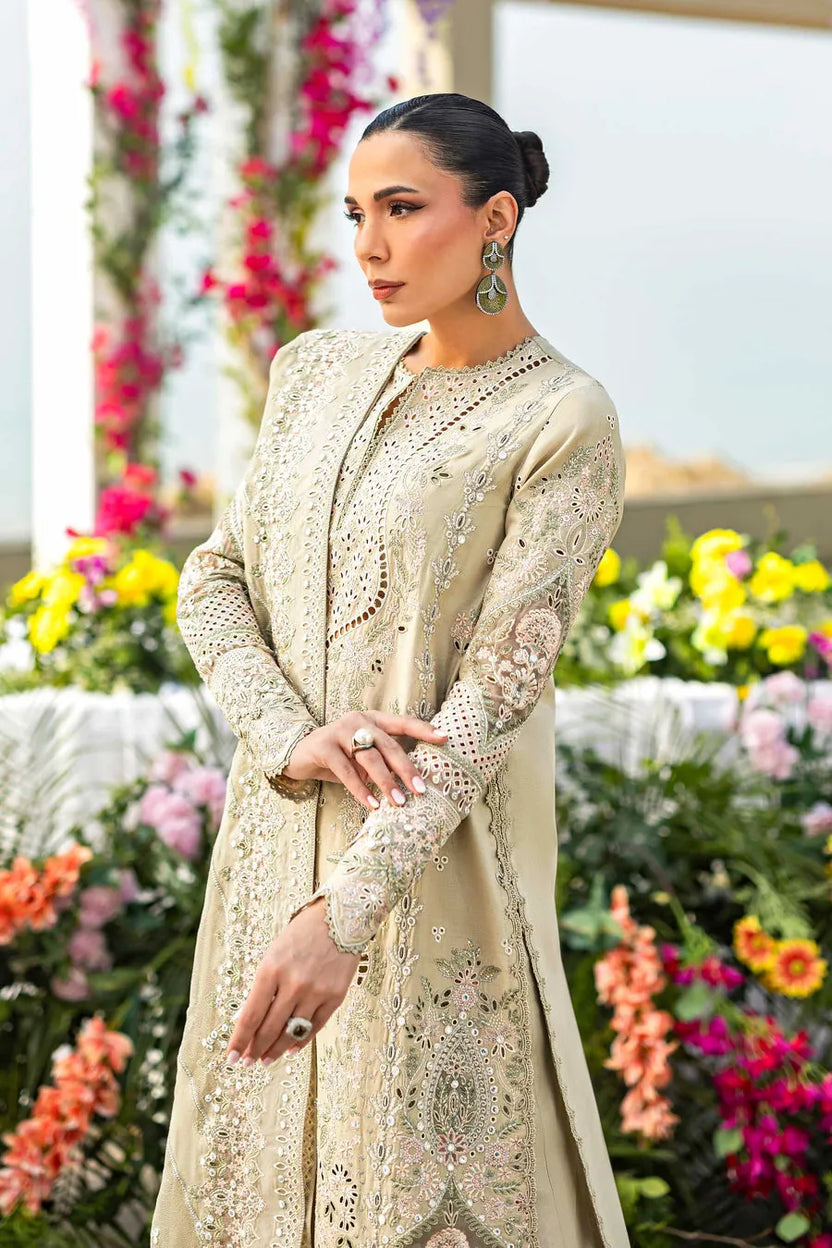 Light Sage 03-Piece Cotton Suit With Organza Dupatta -  Ready To Wear
