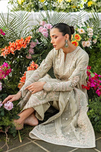 Light Sage 03-Piece Cotton Suit With Organza Dupatta -  Ready To Wear