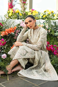 Light Sage 03-Piece Cotton Suit With Organza Dupatta -  Ready To Wear