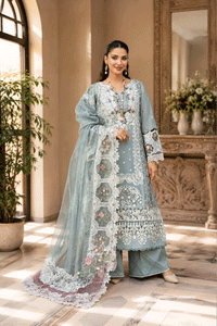 03-Piece Embroidered Cotton Suit With Net Dupatta | Ready To Wear
