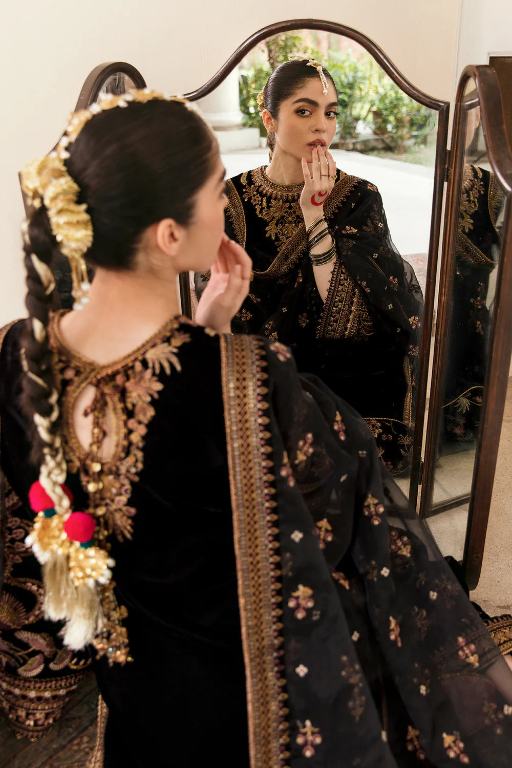 Jazmin Baroque Micro Velvet Heavy Embroidered  03 Piece Suit- Ready To Wear