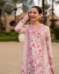 03-Piece Embroidered Lawn Suit With Organza Dupatta | Ready To Wear