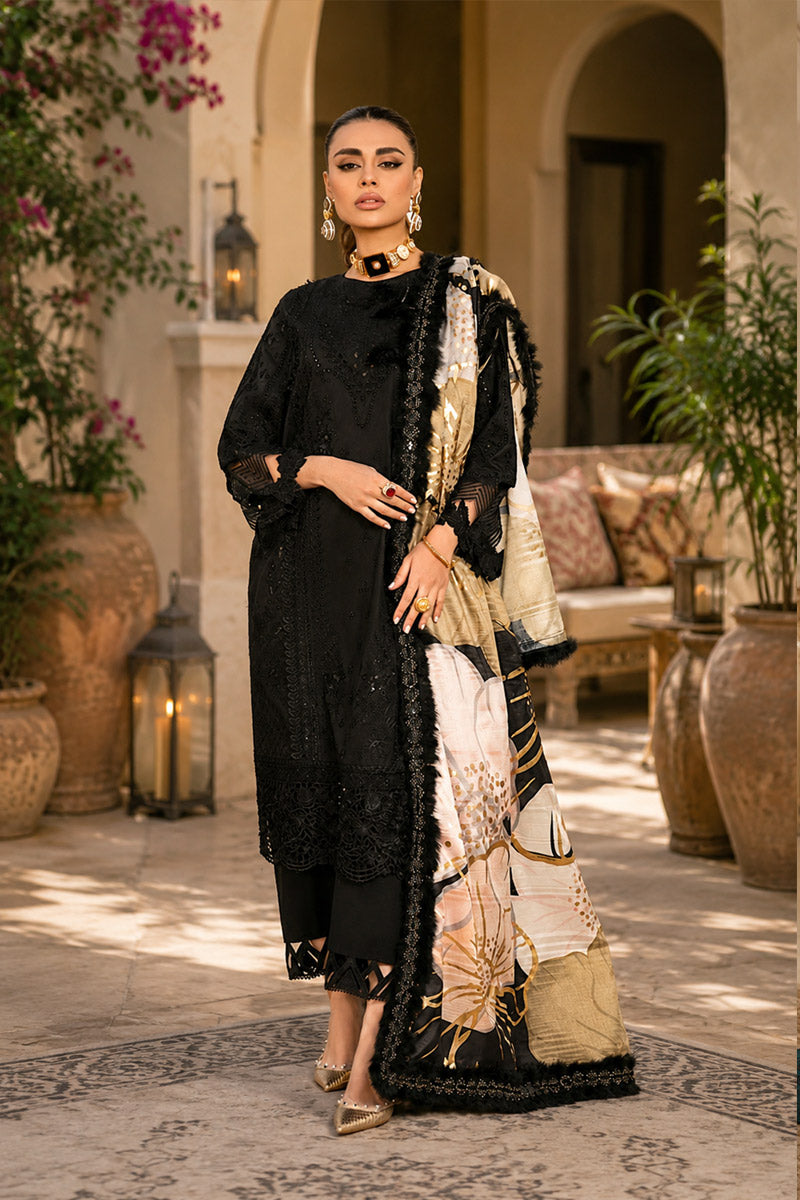 Midnight Desert  Embroidered Cotton Suit - Ready To Wear