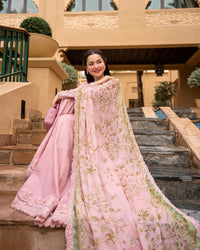 Blush Pink Sharara - 03-Piece Lawn Shirt With Silk Dupatta | Ready To Wear