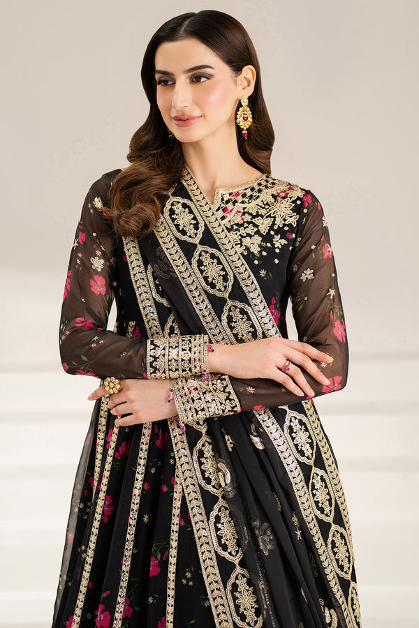 Fiorella by Farasha Embroidered Chiffon Fuchsia Night 03 Piece Suit- Ready To Wear