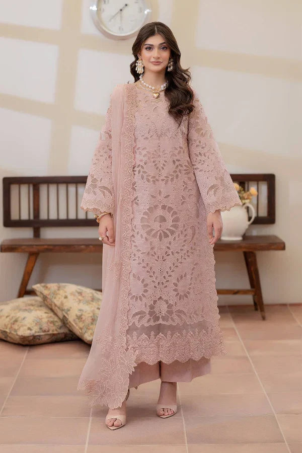 03-Piece Embroidered Lawn Suit With Chiffon Dupatta | Ready To Wear