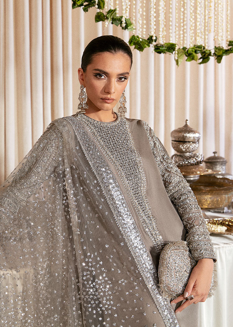 Hussain Rehar Luxury Raw Silk  Embroidered 03 Peace Suit - Ready To Wear