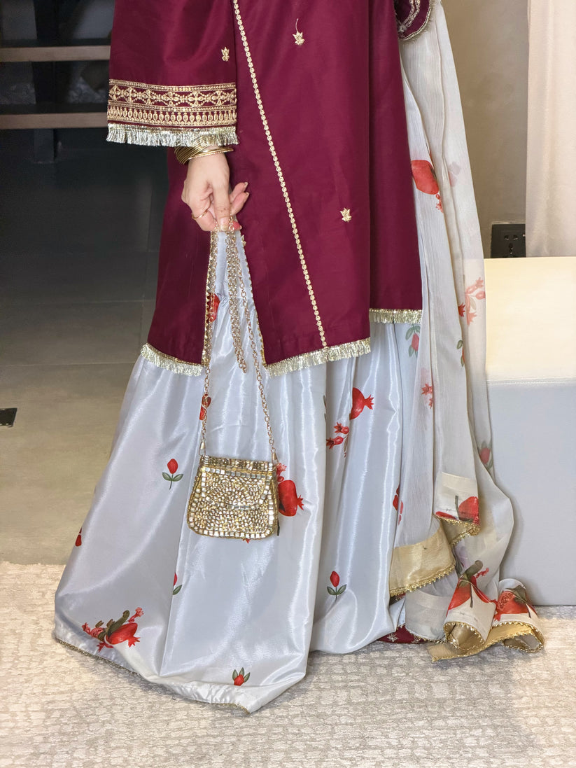 Zara Silk 3 Piece Suit with Silk Dupatta-  Ready To Wear