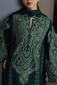 Forest Green & Mint Accent: Embroidered Cotton Suit - Ready To Wear