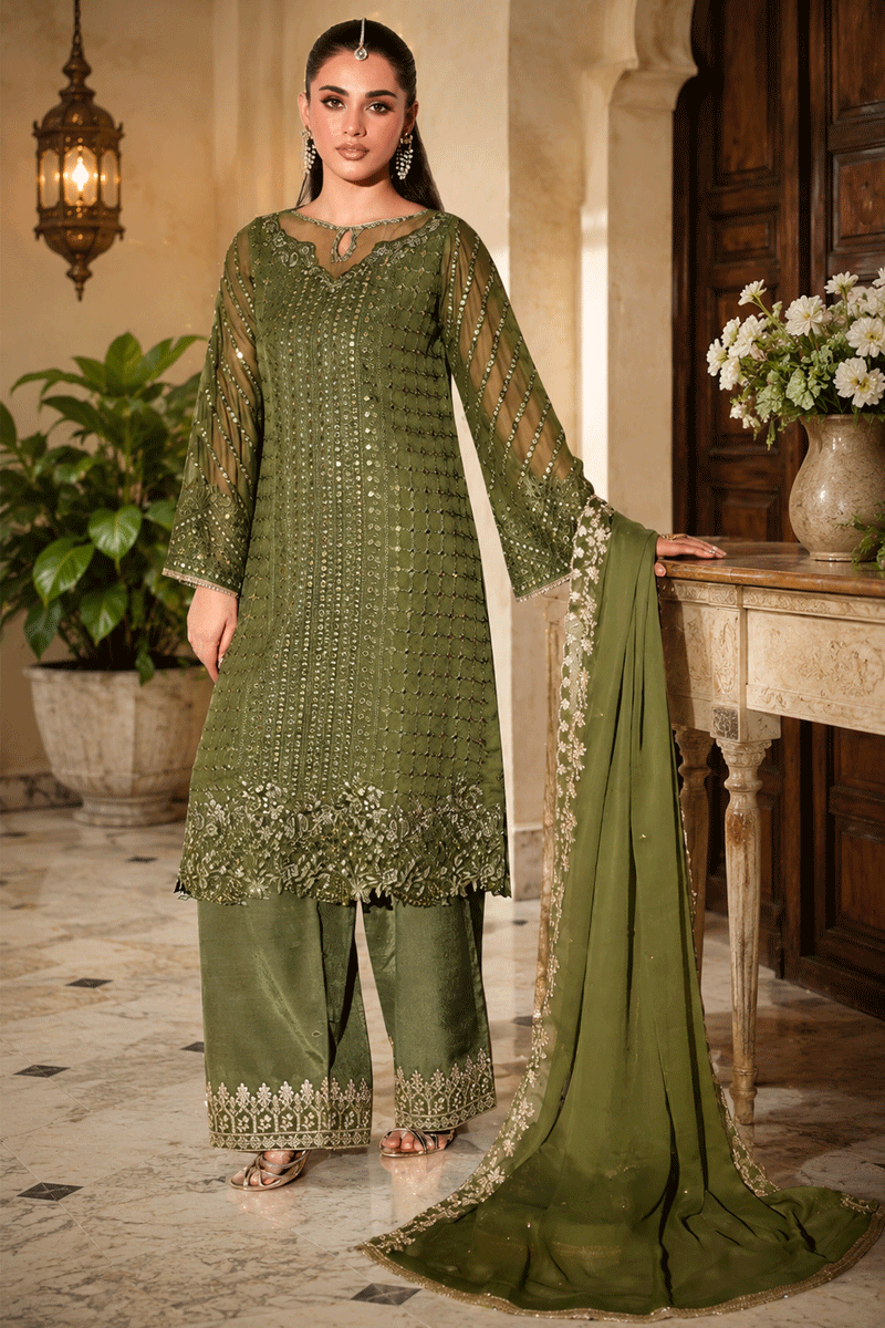 3 Piece Stitched Chiffon Suit - Ready to Wear