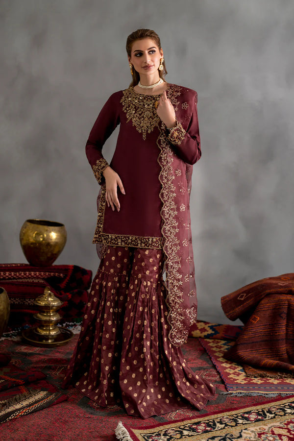 Iznik Chiffon Formal  Embroidered 3 Piece Suit -  Ready To Wear