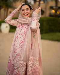 03-Piece Embroidered Lawn Suit With Organza Dupatta | Ready To Wear
