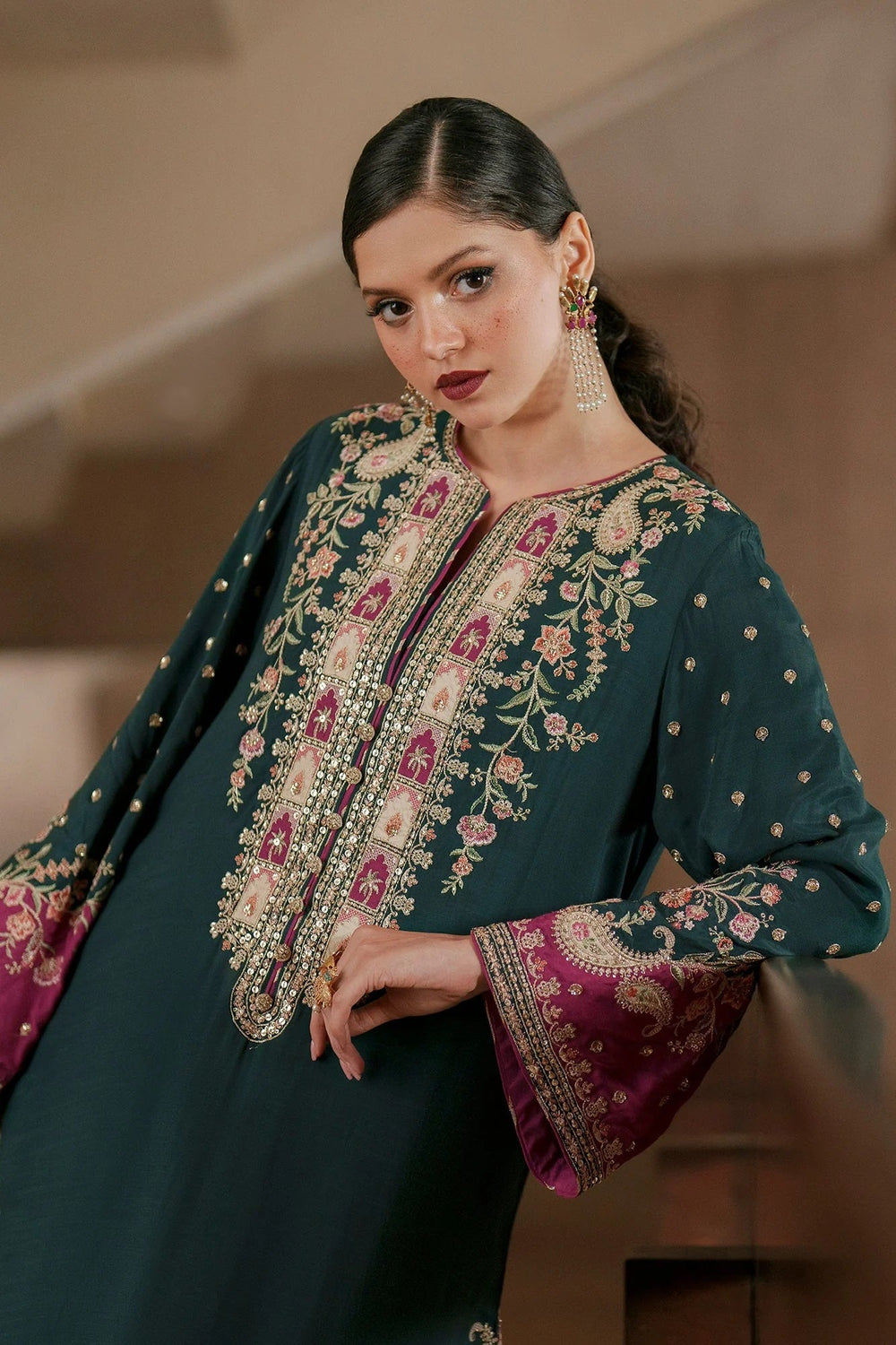Poshkari Luxury Silk Heavy  Embroidered 03 Peace Suit - Ready To Wear