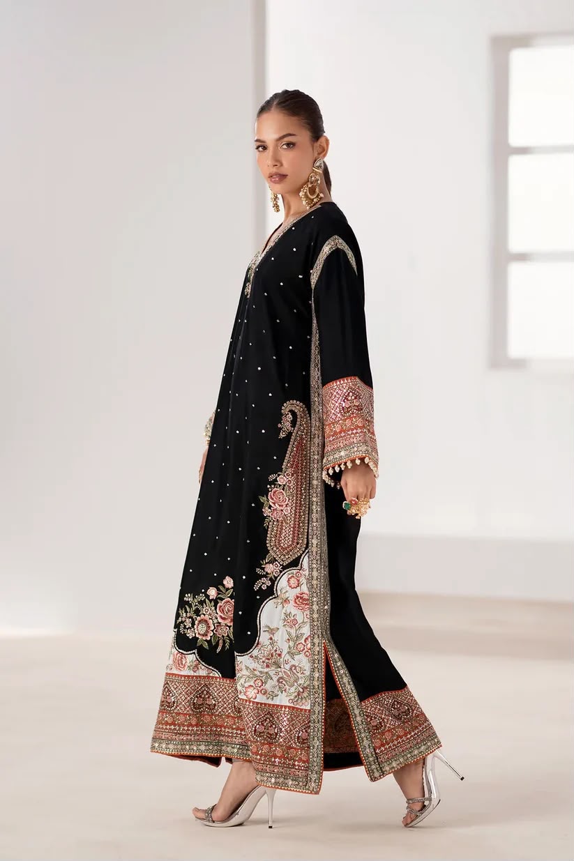 Poshkari Ethnc Kaftan  Luxury Silk Embroidered Suit -  Ready To Wear