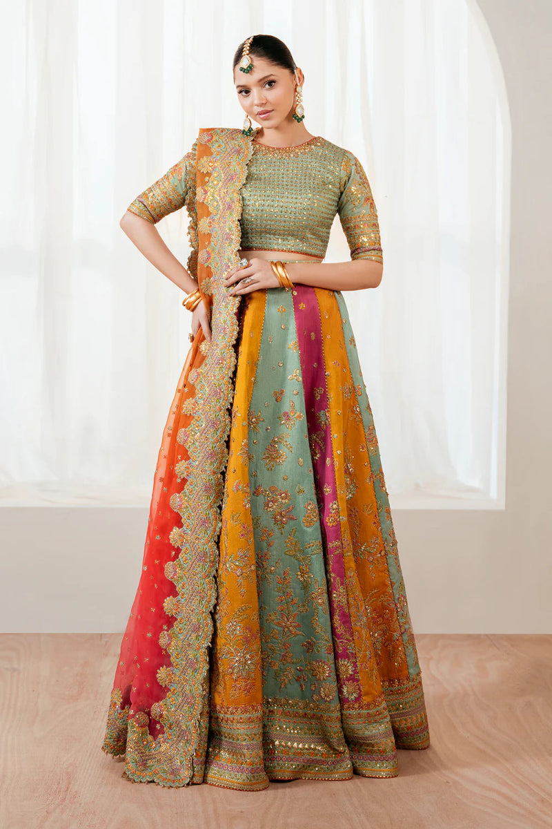 03-piece Embroidered Silk Lehanga With Organza Dupatta | Ready To Wear