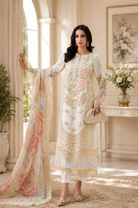 The Pastel Blossom Schiffli & Floral Embroidered Cotton 3 Peace  Suit - Ready To Wear